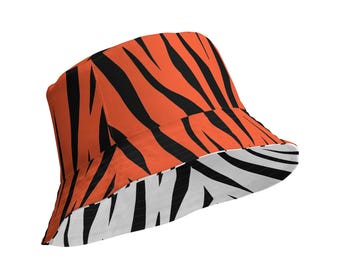 Tiger Stripe Orange Tiger White Tiger Cincinnati Reversible Bucket Hat