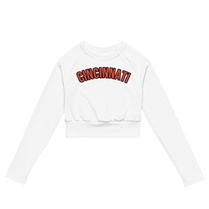 Top curto de manga comprida reciclado Cincinnati branco