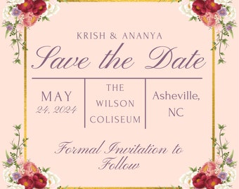 Blush Floral Save the Date (Square) *Digital Download*