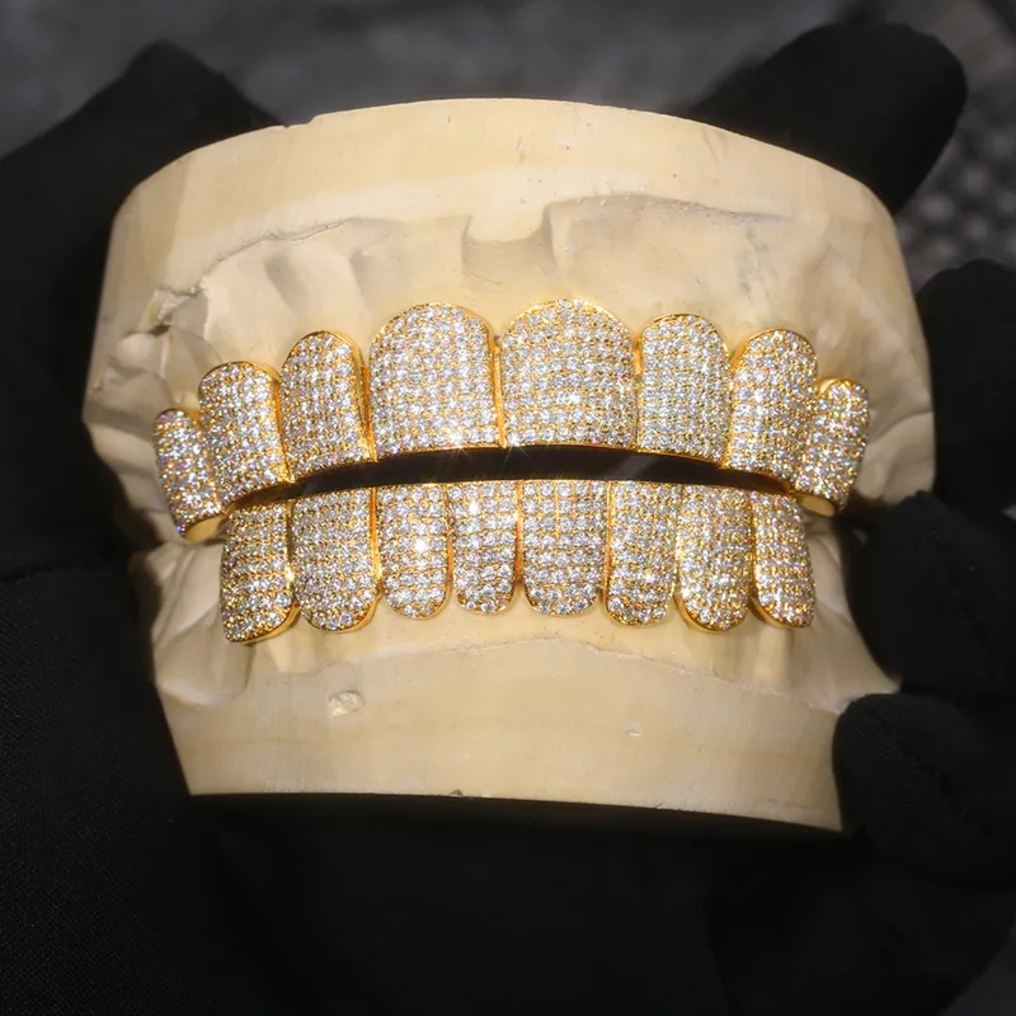 8 on 8 Moissanite Grillz VVS 925 Sterling Silver 18K Yellow - Etsy