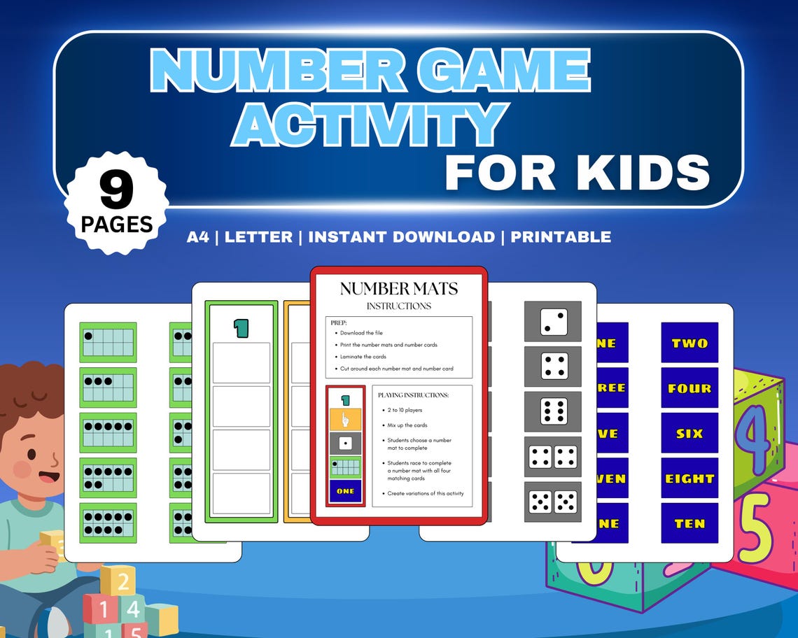 Number Game Images Number Game Activity Worksheet for Kids PDF PNG Counting Skills Math ...