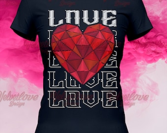 Geometric Heart Emboridery Effect SVG,PDF,PNG,Ai,Svg