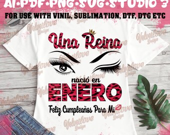 A queen was born in January SVG,PDF,PNG,Ai,Svg, ready to print or cut, dtg,dtf,sublimation,vinil or other prints.