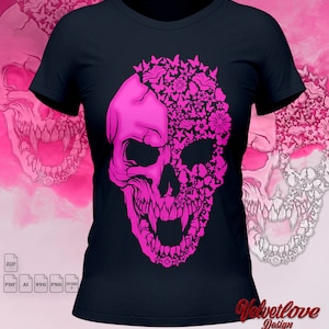 Schedel met bloemen SVG,PDF,PNG,Ai,Svg