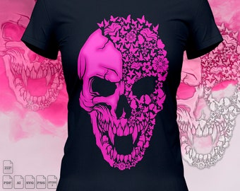 Skull with flowers  SVG,PDF,PNG,Ai,Svg
