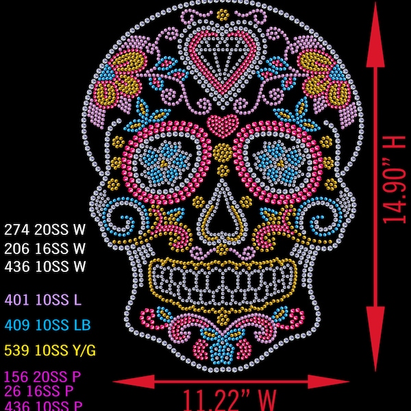 Sugar skull Rhinestone Template SVG,PDF,PNG,Svg,Studio3 Cameo