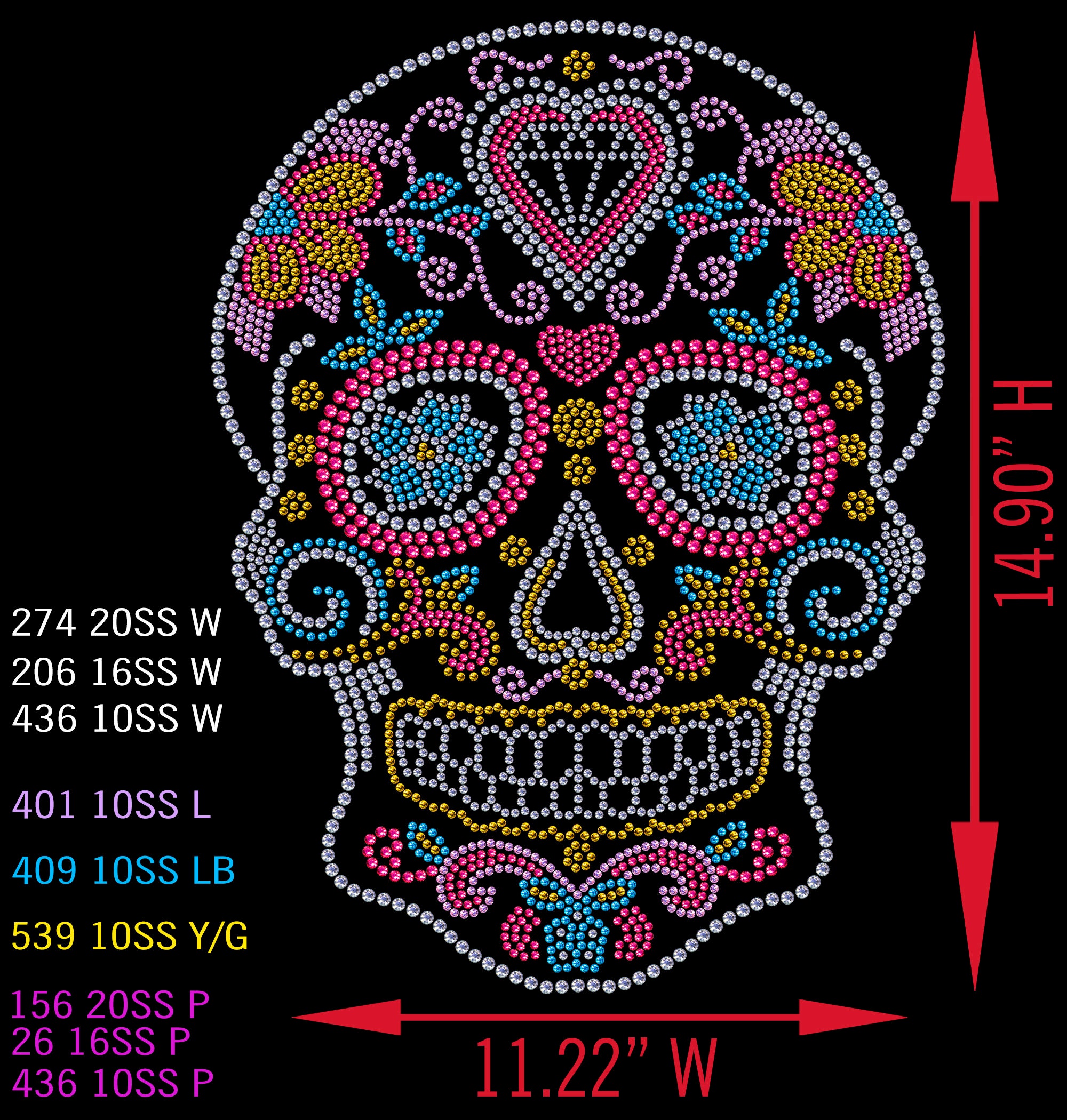 Sugar Skull Rhinestone Template Svg,pdf,png,svg,studio3 Cameo - Etsy