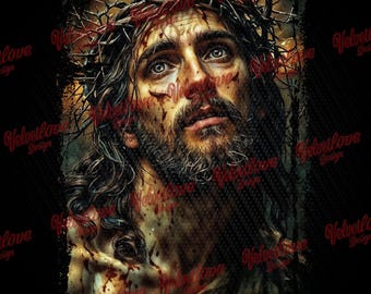 Jesus Christ  PNG for dtg or dtf. 14.67 H x 9.72 W in, HALFTONE only black shirt