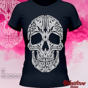 Sugar skull Rhinestone style003. It is not a template for rhinestones. SVG,PDF,PNG,Ai,Svg,Studio3 Cameo, No Cricut.