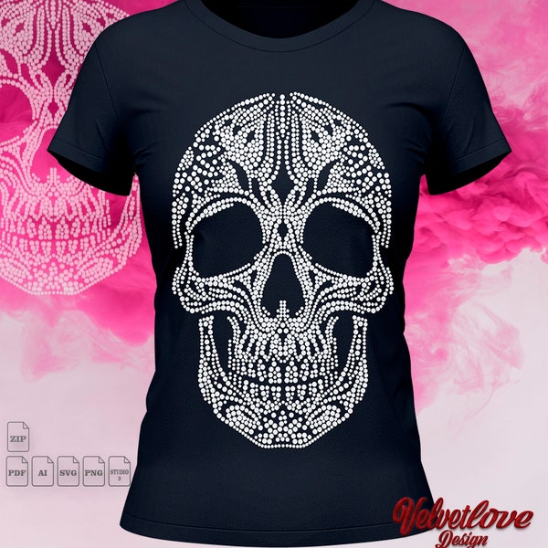 Sugar skull Dots Vector. SVG,PDF,PNG,Ai,Svg,Studio3 Cameo, No Cricut.