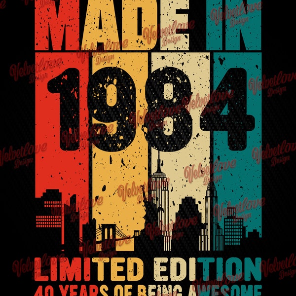 Made in 1984 Skyline Limited Edition Update 2024 Svg, AI,PDF,PNG,STUDIO3 Cameo file for sublimation dtg,dtf or vinil cut.
