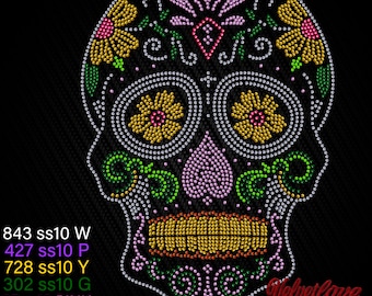 Sugar skull Rhinestone Template 002 SVG,PDF,PNG,Studio3 Cameo-No Cricut-