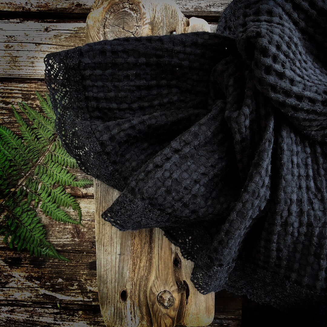 Gothic Black Natural Linen Guest Towels Tea Towels Hand Etsy