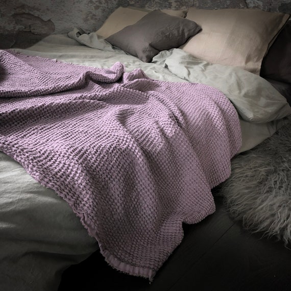 Pale Lavender Lilac Linen cotton Bed Throw Wide Soft Bedspread Summer Blanket Prewashed Soft Plaid Natural Organic Linen cotton Blend Etsy UK