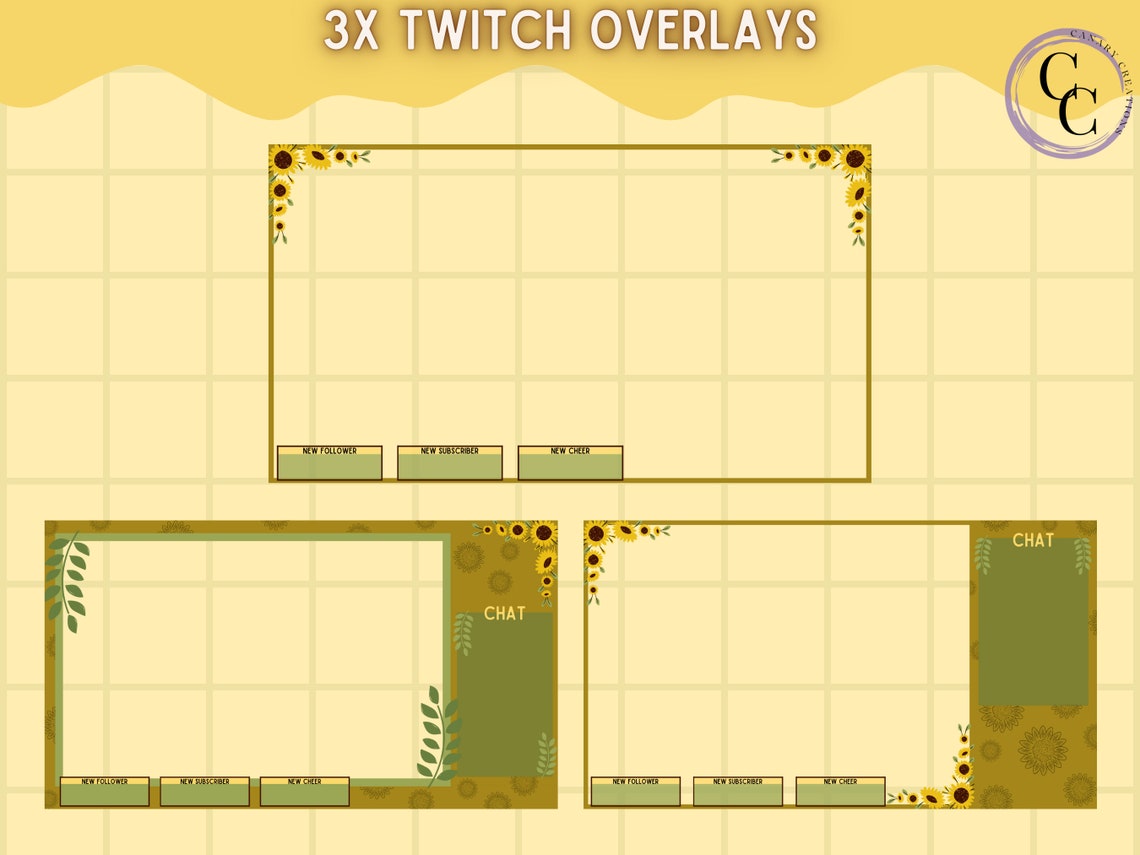 Sunflower Stream Overlay Pack - Animated Stream Scenes, Twitch Overlays ...