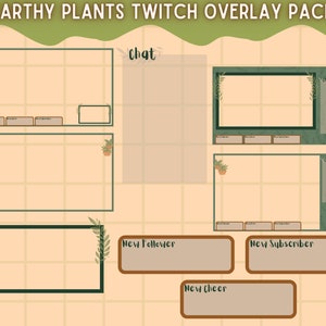 Earthy Plants Stream Overlay Pack - Animated Stream Scenes, Twitch Overlays, Twitch Screens