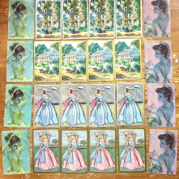24 Vintage | Retro | Fun playing cards for Junk Journaling | Mixed Media | Antique Ladies
