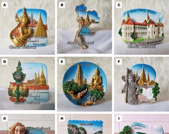 Fridge Magnet Thailand, Bangkok, Phuket, Krabi Landmark Icon 3D Model for Travel Souvenir Gift, Kitchen Home Decoration, Collections