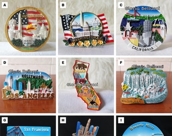 Fridge Magnet United State America, New York, Los Angeles, San Fransisco, Washington Landmark 3D Model for Travel Souvenir Gift, Decoration