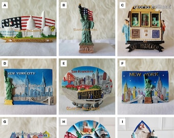 Fridge Magnet United States America, New York, Boston, San Francisco Landmark Icon Liberty Statue, 3D Model for Travel Souvenir Gift
