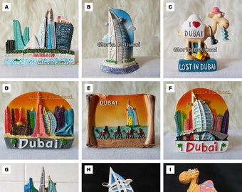 Fridge Magnet Dubai, Bahrain Landmark Icon Burj Khalifa, Burj Al Arab 3D Model for Travel Souvenir Gift, Kitchen Home Decoration, Collection