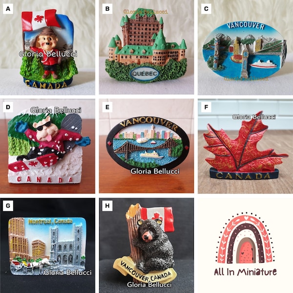 Fridge Magnet Canada, Vancouver, Montreal, Quebec Landmark Icon Bear 3D Model for Travel Souvenir Gift, Kitchen Home Decoration, Collections