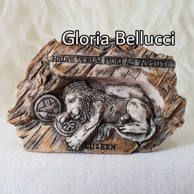 Fridge Magnet Switzerland Landmark Icon Chapel Bridge, Lion