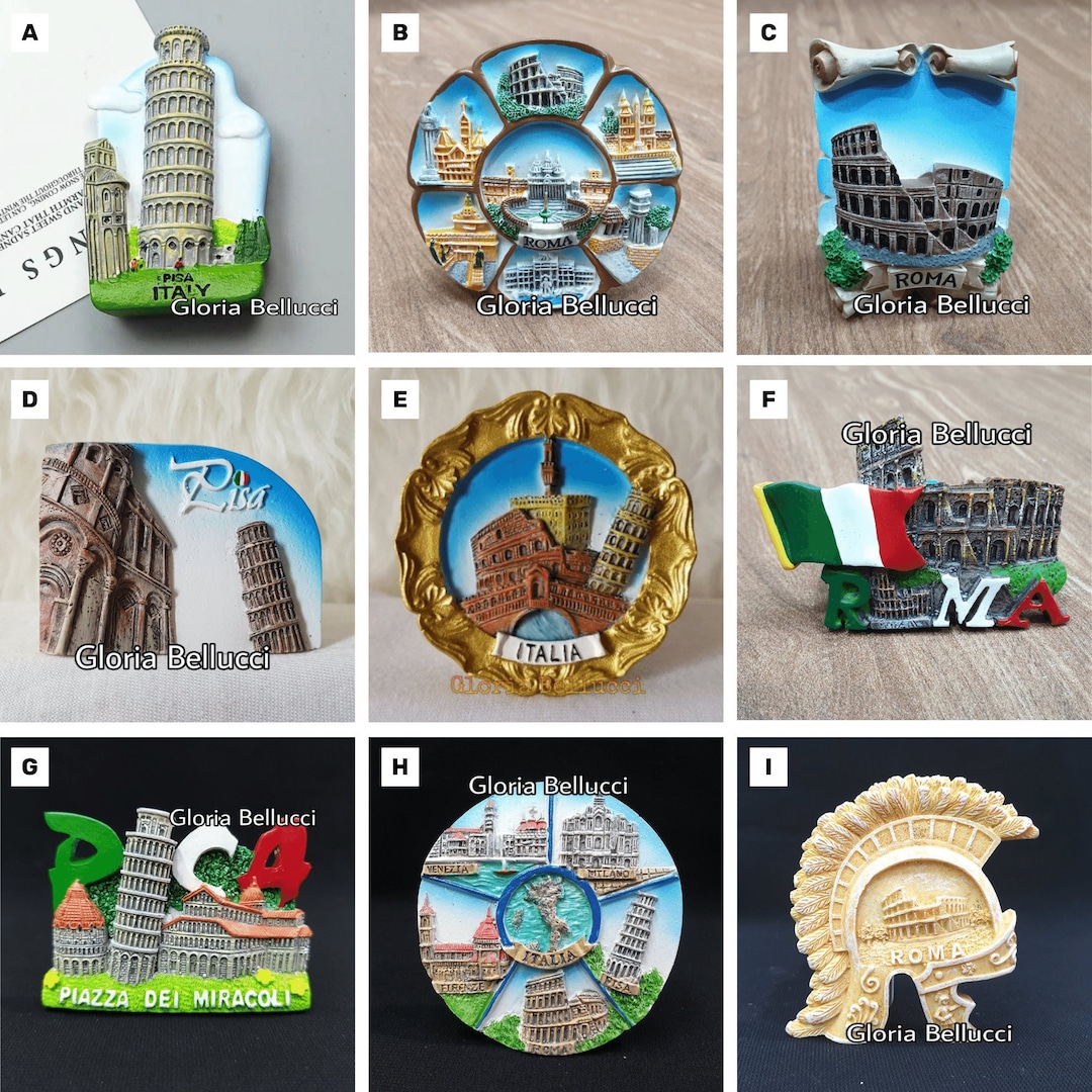 Fridge Magnet Italy, Rome Landmark Icon Pisa Tower, Colosseum 3D