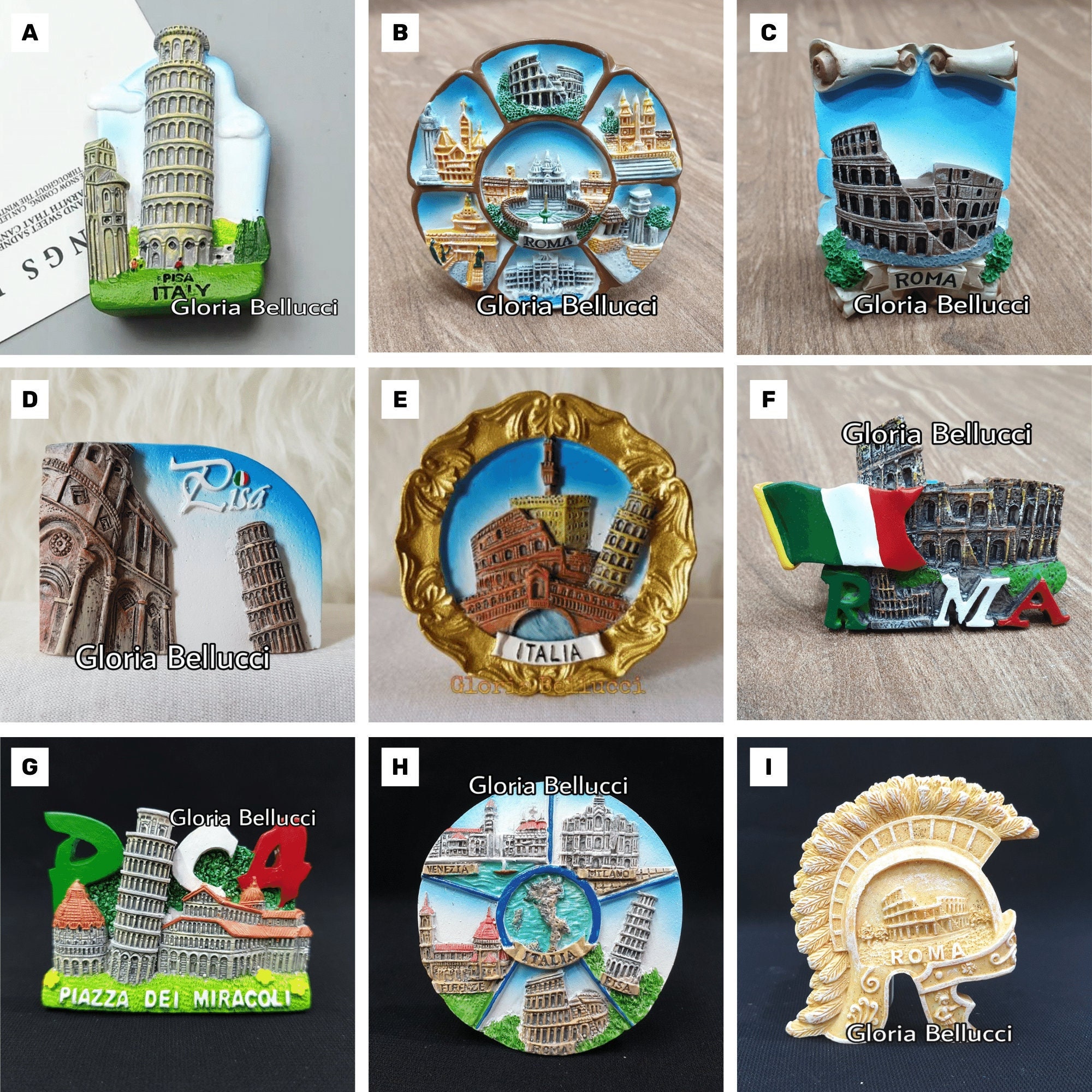 Fridge Magnet Italy, Rome Landmark Icon Pisa Tower, Colosseum 3D