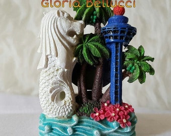 Fridge Magnet Merlion Gardens By The bay Singapore 3D Metallo Handmade Craft Tourist Travel Città Souvenir Collection Lettera Frigorifero Sticker