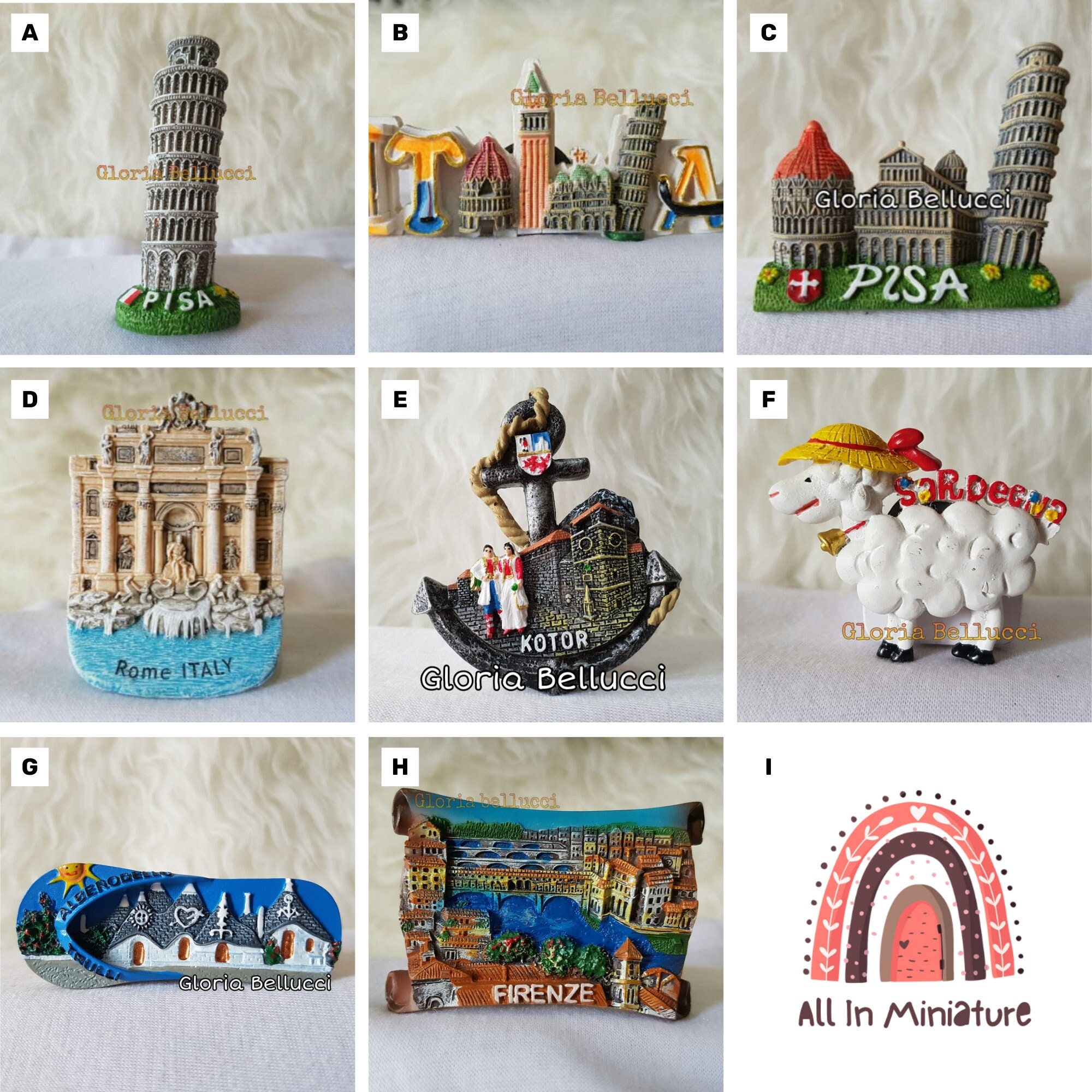 冷蔵庫マグネット イタリア、ローマ、フィレンツェ、コトル