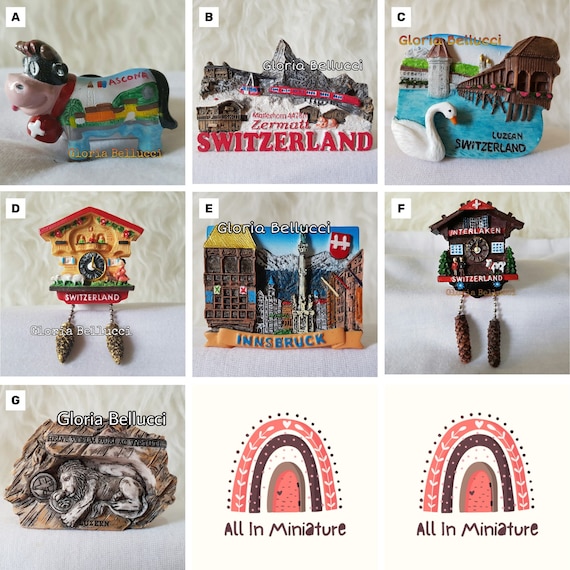 Fridge Magnet Switzerland Landmark Icon Chapel Bridge, Lion