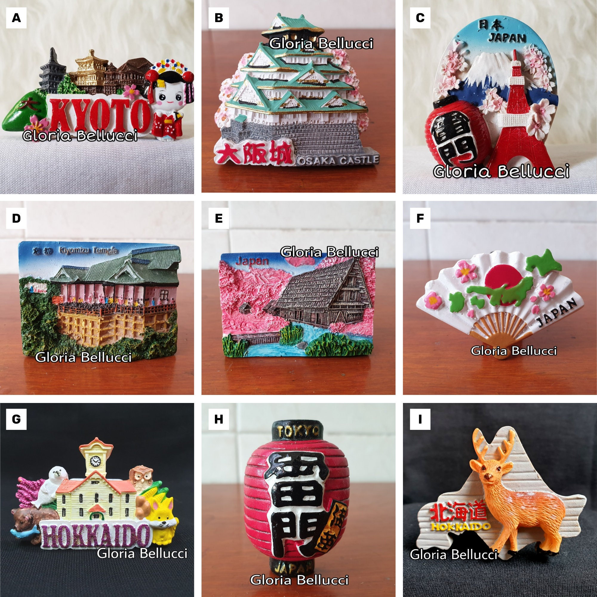 Fridge Magnet Japan, Kyoto, Hokkaido, Osaka Landmark Icon Tower, Temple 3D Model for Travel Souvenir Gift, Kitchen Decoration, Collections