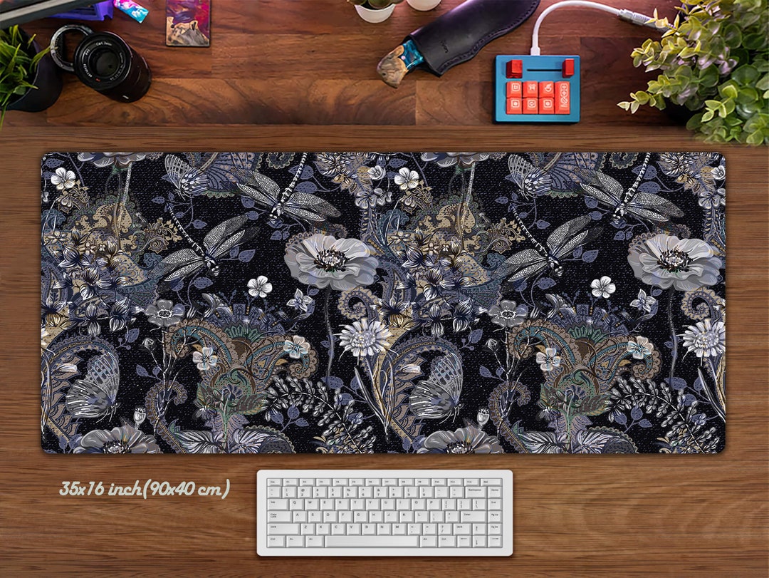 Desk Cottagecore Mat Floral Desk Pad Dragonfly Mouse Pad Etsy