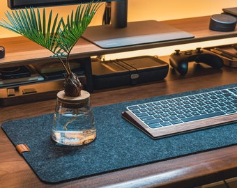 Felt Wool Desk Mat Large,Wool Desk Pad,Keyboard Laptop Computer office Mat,Place Desktop Mat, Aesthetic Desk Decor, 90x30 Desk Pad, Vintage