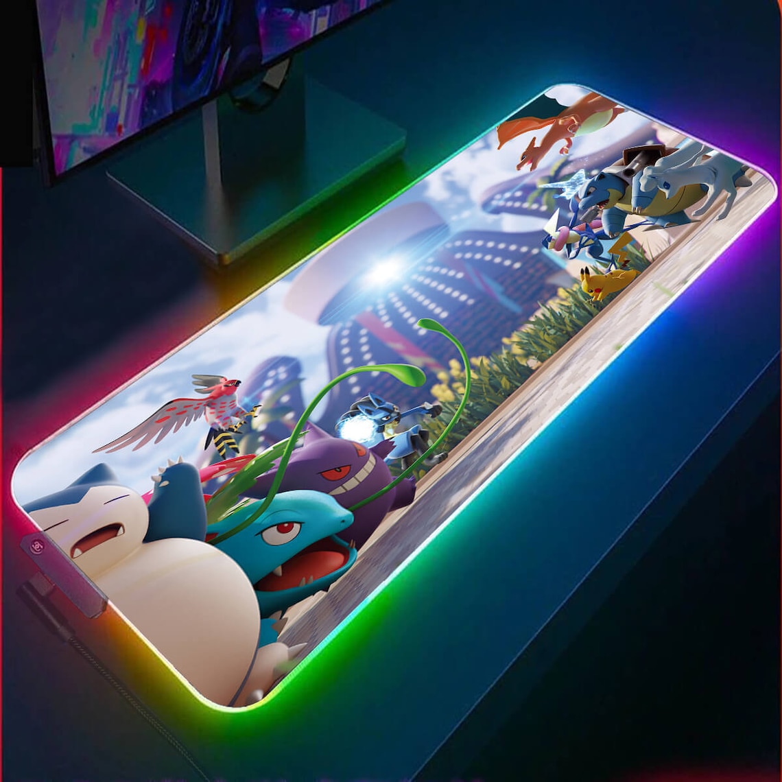 Pokemon RGB Gaming Mouse Pad High Quality Printing Led Light Etsy