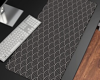 Japanese Seigaiha Desk Pad(5 Patterns),Qinghai Wave Mouse Pad XL,Desk Mat,Cute Office Desk Decoration,Desktop Gaming Mat,Keyboard Laptop Mat