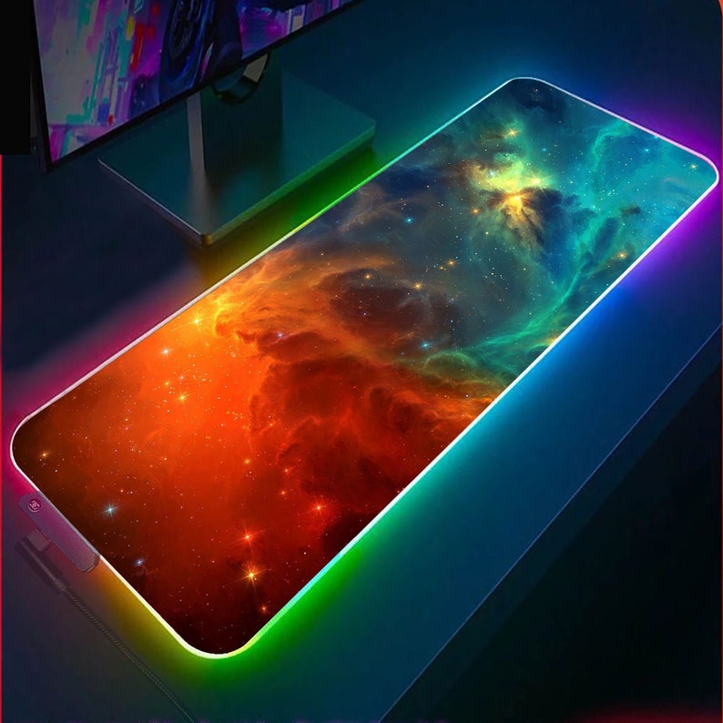 Nebula RGB Gaming Desk Mat Universe RGB Gaming Desk Pad Etsy