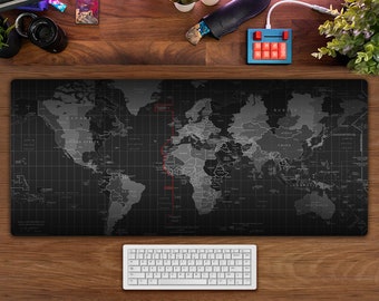 World Map Pattern Desk Pad(3 Patterns),Gaming Mouse Pad XXL,Office Desk Mat,Cute Desk Decoration,Desktop Mat Pads,Keyboard Mat Pad