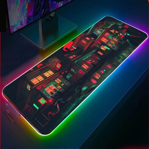 RGB Desk Mat Gaming Mousepad LED Retro Neon Tokyo Vaporwave Etsy