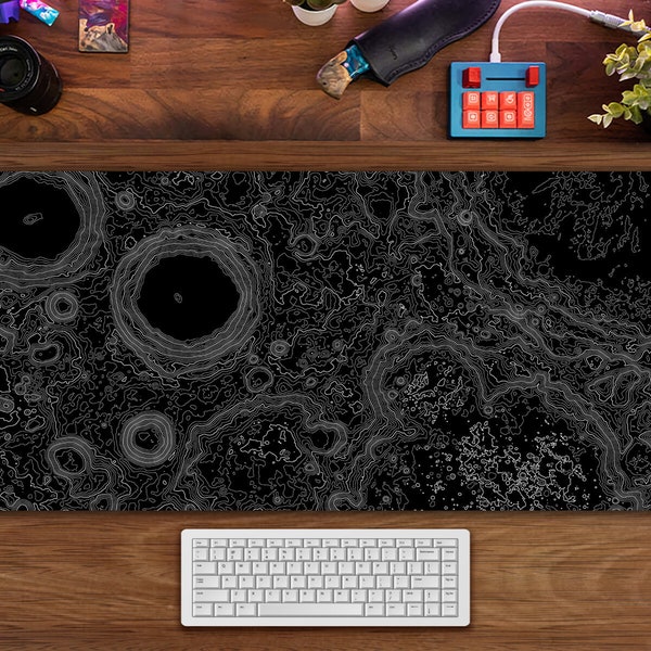 Relief de la lune (3 motifs), sous-main, tapis de souris céleste XXL, carte topographique Luna lune, clavier pour ordinateur portable, tapis de bureau gaming