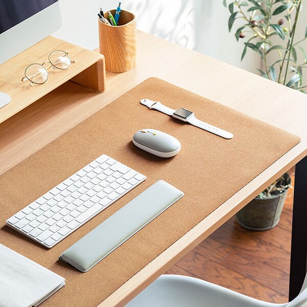 Natural Cork Desk Mat,Personalized PU-Leather Desk Pad,Wooden Cork Mouse Pad,Full Desk MousePads,Laptop Desktop Keyboard Mat,Customized Gift