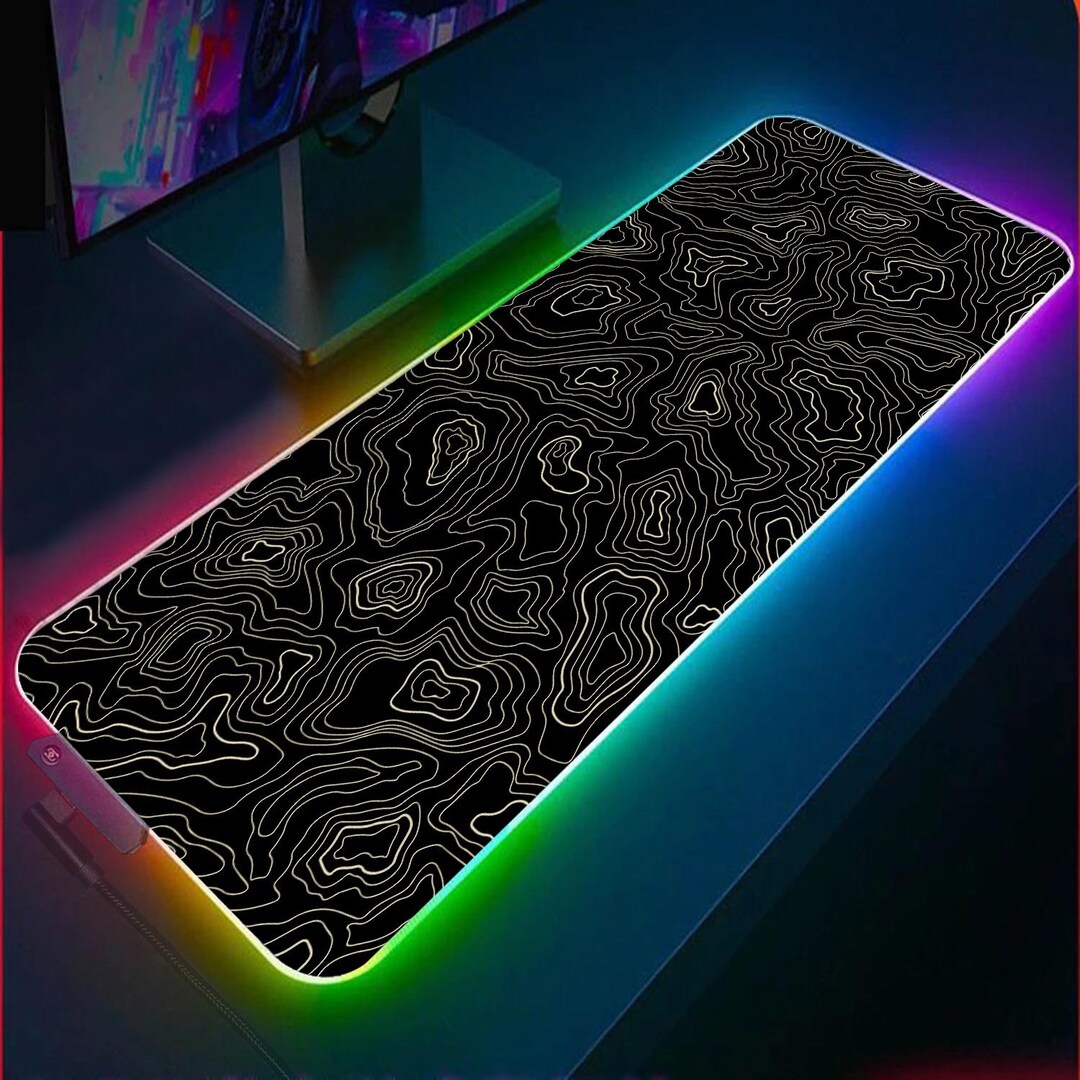 Black&white Gaming Mouse Pad, High Quality Printing Led Light Gaming