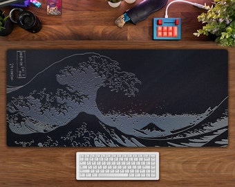 Great Wave Desk Pad(3 Patterns),Japanese View Mouse Pad,Desk Mat, Artisan Desk Decoration,Office Desk Mat Pad,Artistical