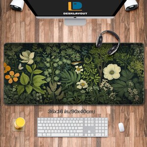 Cottagecore Desk Pad, Floral Desk Mat, Botanical  Large Gaming Computer Mat XXL, Vintage Mouse Pad Extended, Wildflower Mousepad, Gifts