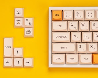 140pcs Honey Keycap Set, XDA Profile, Artisan Keycaps For Cherry MX Gateron Kailh Razer Switch ,Yellow Cute Keycaps Set, Gift For Girlfriend