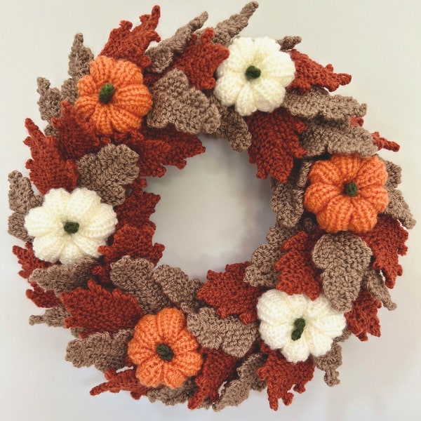 Autumnal Pumpkin Squash Wreath Knitting Pattern