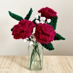 バラとカスミソウの花束の編み物パターン