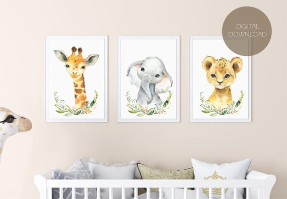 Jungle Animal Nursery Safari Nursery Prints Set of 3 Baby - Etsy