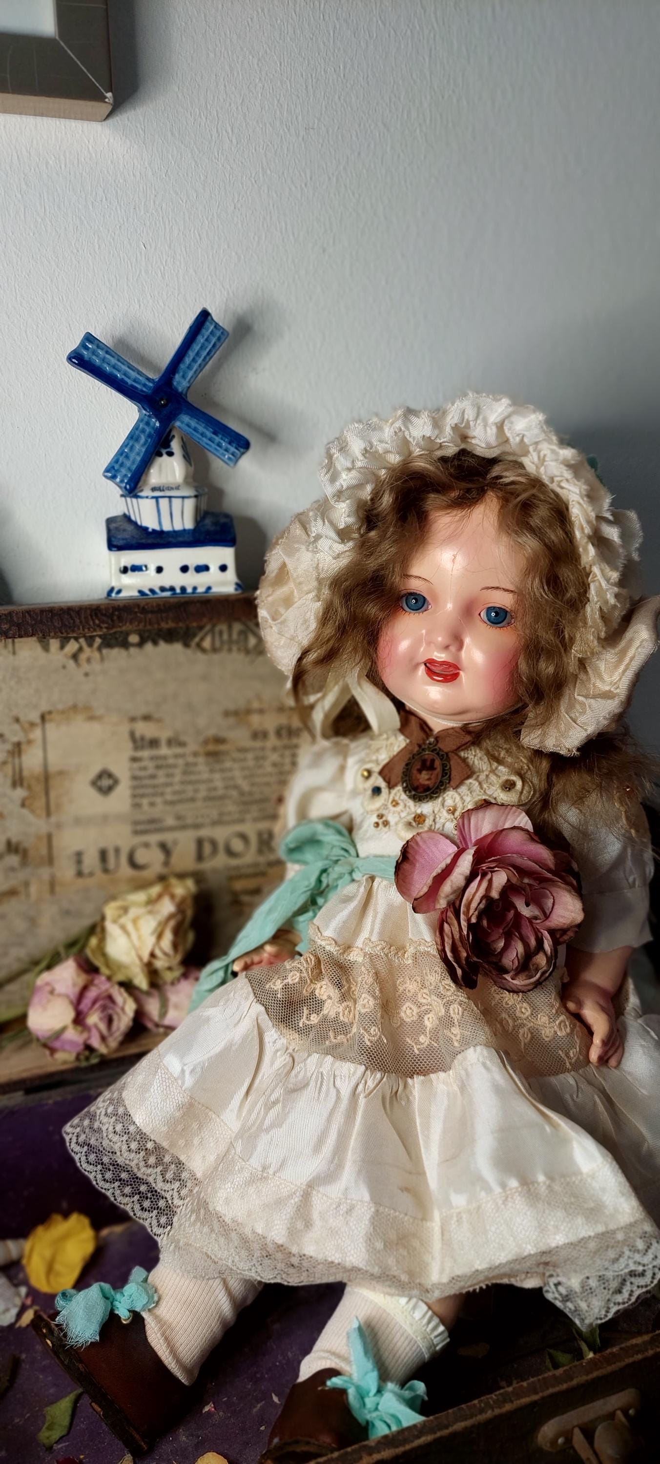 vintage doll,author's restoration of the doll,RARITÄT Antike Puppe  Heubach  Germany